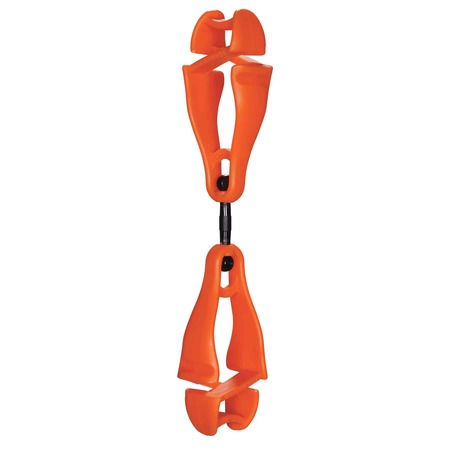 Squids By Ergodyne Orange Swiveling Glove Clip Holder, Dual Clips 3420